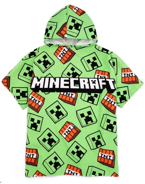 Vanilla Underground Minecraft Unisex Kids Green Poncho Towel (One Size) - One Size Image 1