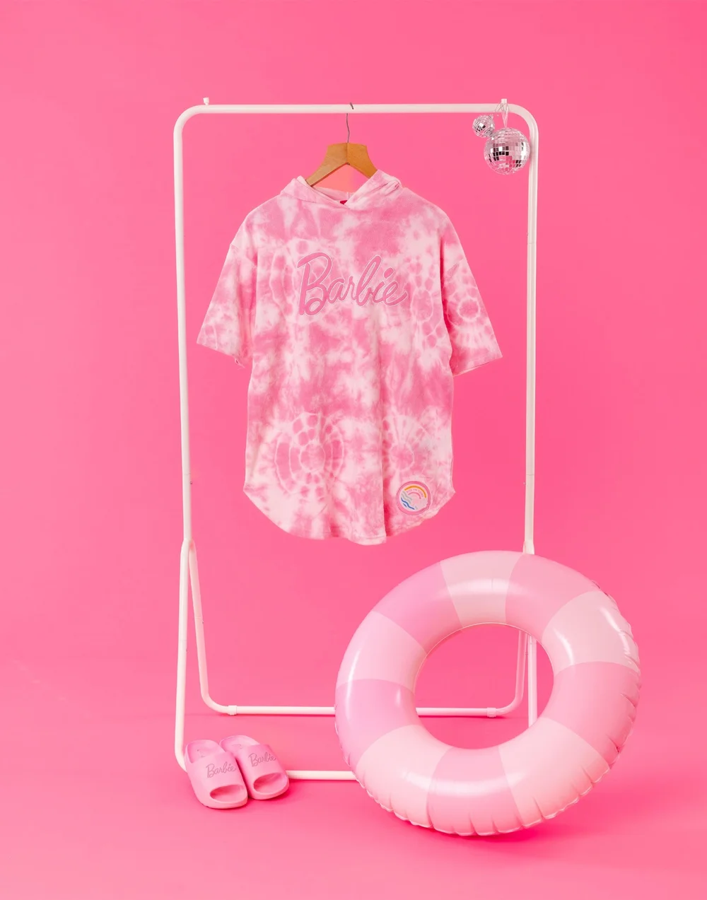 Vanilla Underground Barbie Girls Pink Tie Dye Poncho Towel (3-10 Years) - 3-6 Yrs Image 2