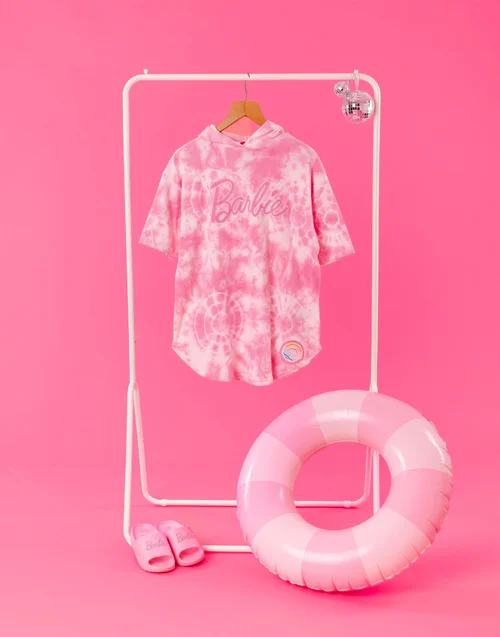 Vanilla Underground Barbie Girls Pink Tie Dye Poncho Towel (3-10 Years) - 3-6 Yrs Image 2