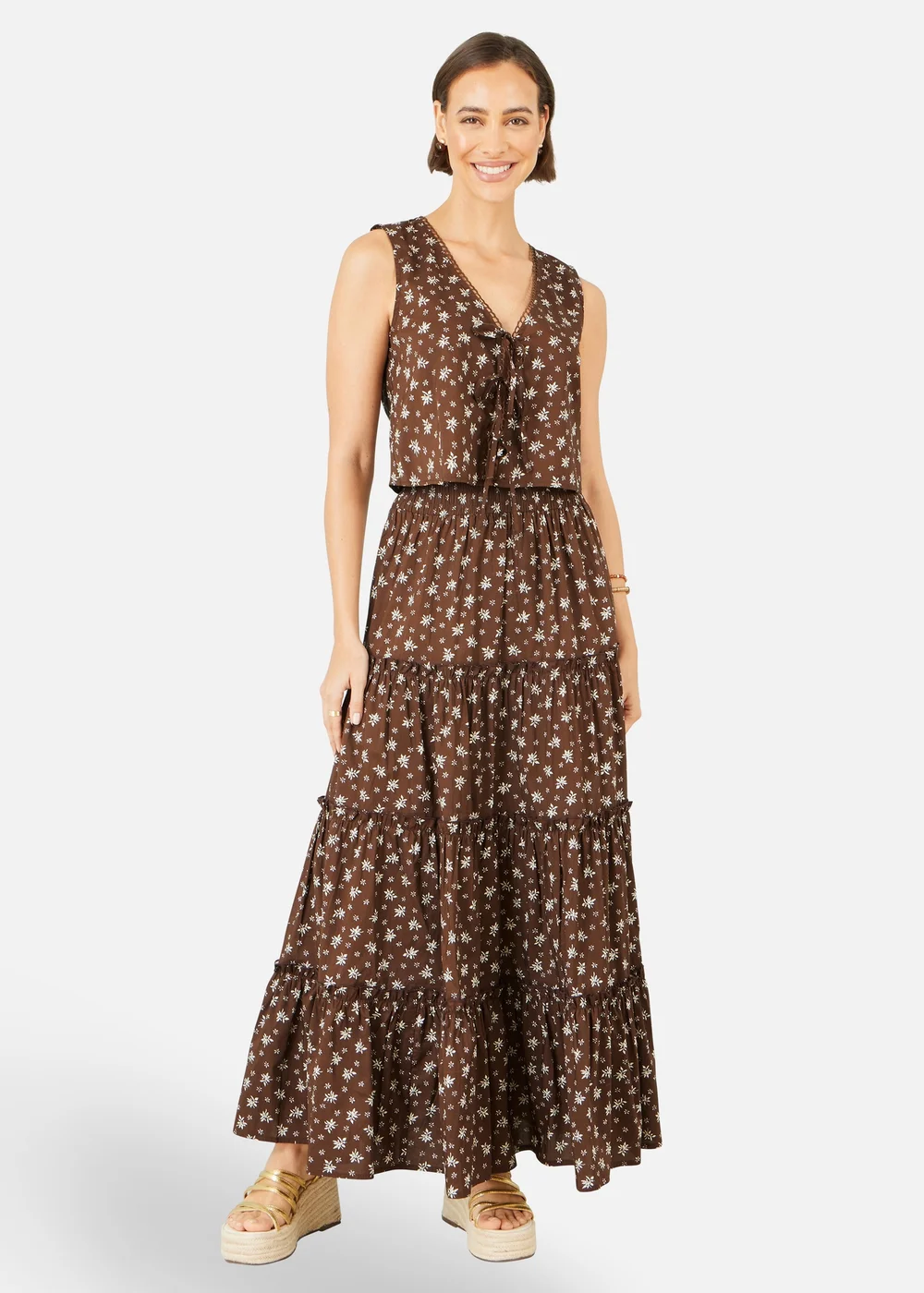 Yumi Brown Daisy Print Maxi Skirt - 14 Image 1