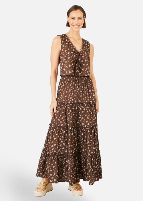 Yumi Brown Daisy Print Maxi Skirt - 14 Image 1