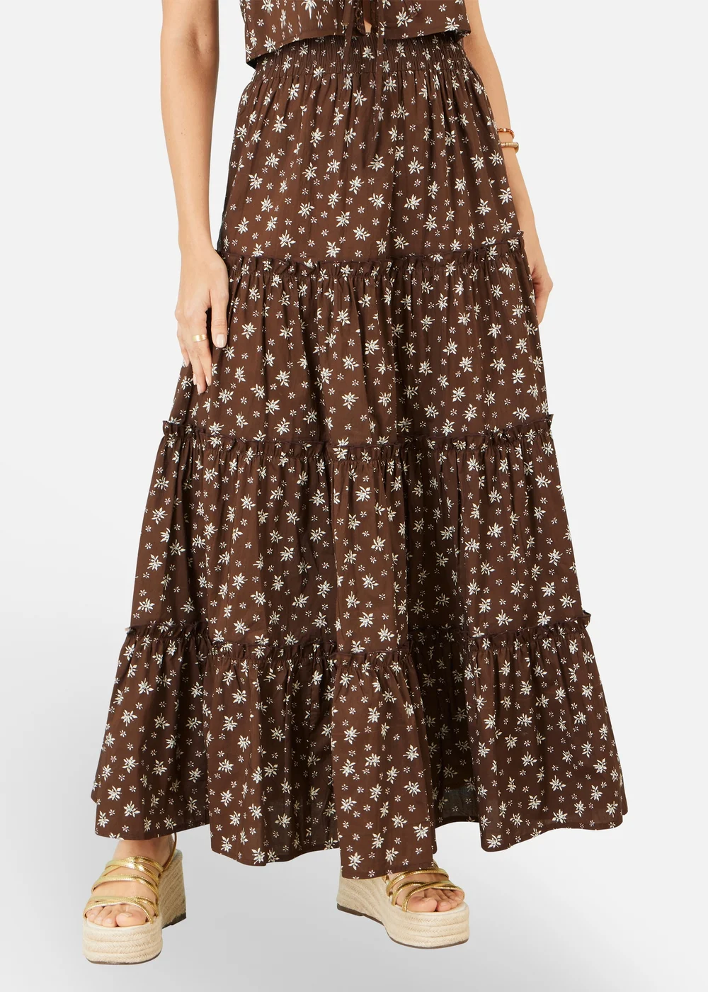 Yumi Brown Daisy Print Maxi Skirt - 14 Image 2