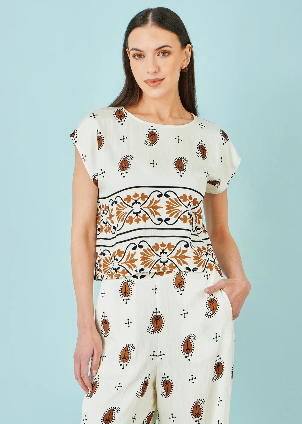 Yumi Ivory Viscose Paisley Top - 12 Image 1