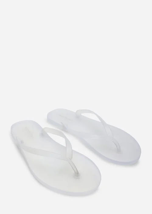 Where's That From Kailany White Matte Jelly Thong Flip Flop Sandals - 5 Image 4
