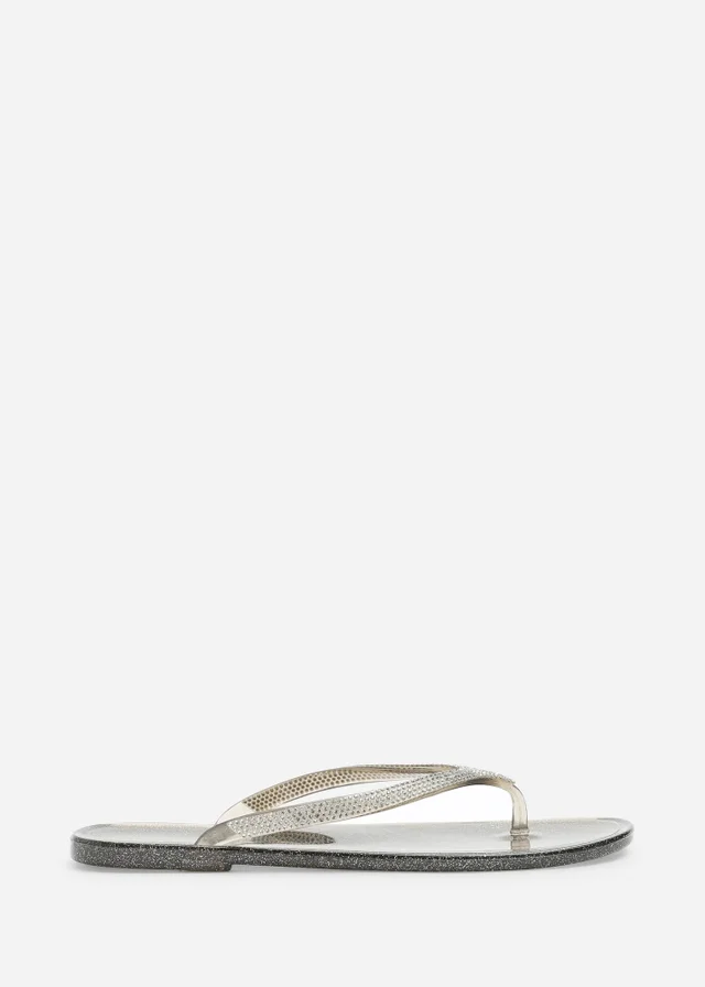 Where's That From Giuliana Smoke Glitter Toe Post Flip Flops