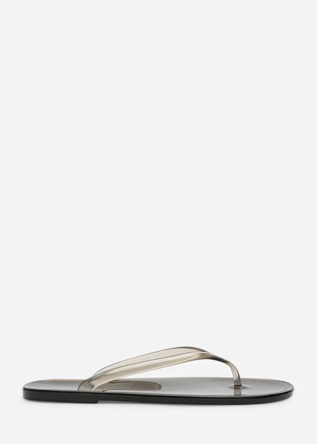 Where's That From Chandler Black Clear Jelly Thong Flip Flop Sandals