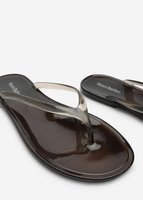 Where's That From Chandler Black Clear Jelly Thong Flip Flop Sandals - 3 Image 5