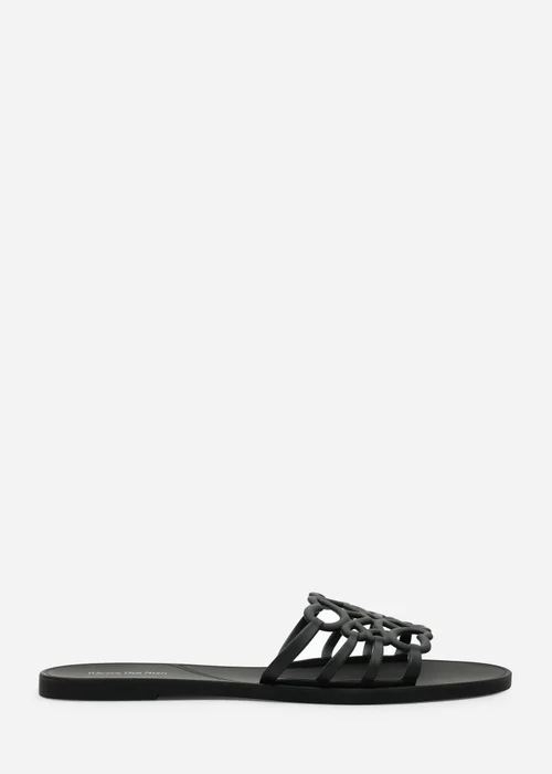 Where's That From Emiliana Black Matte Cut Out Jelly Flat Sandals - 6 Image 2