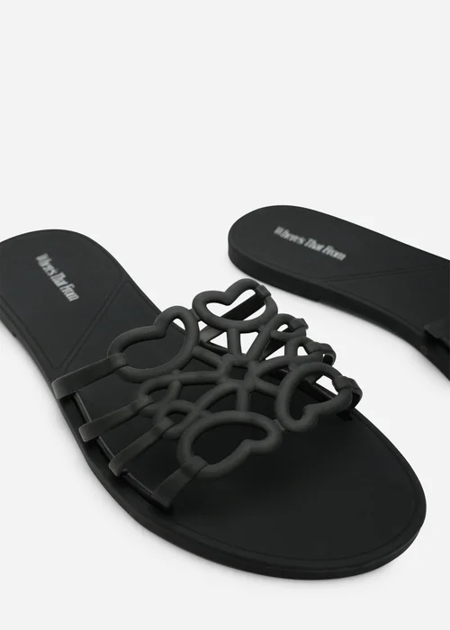 Where's That From Emiliana Black Matte Cut Out Jelly Flat Sandals - 6 Image 5