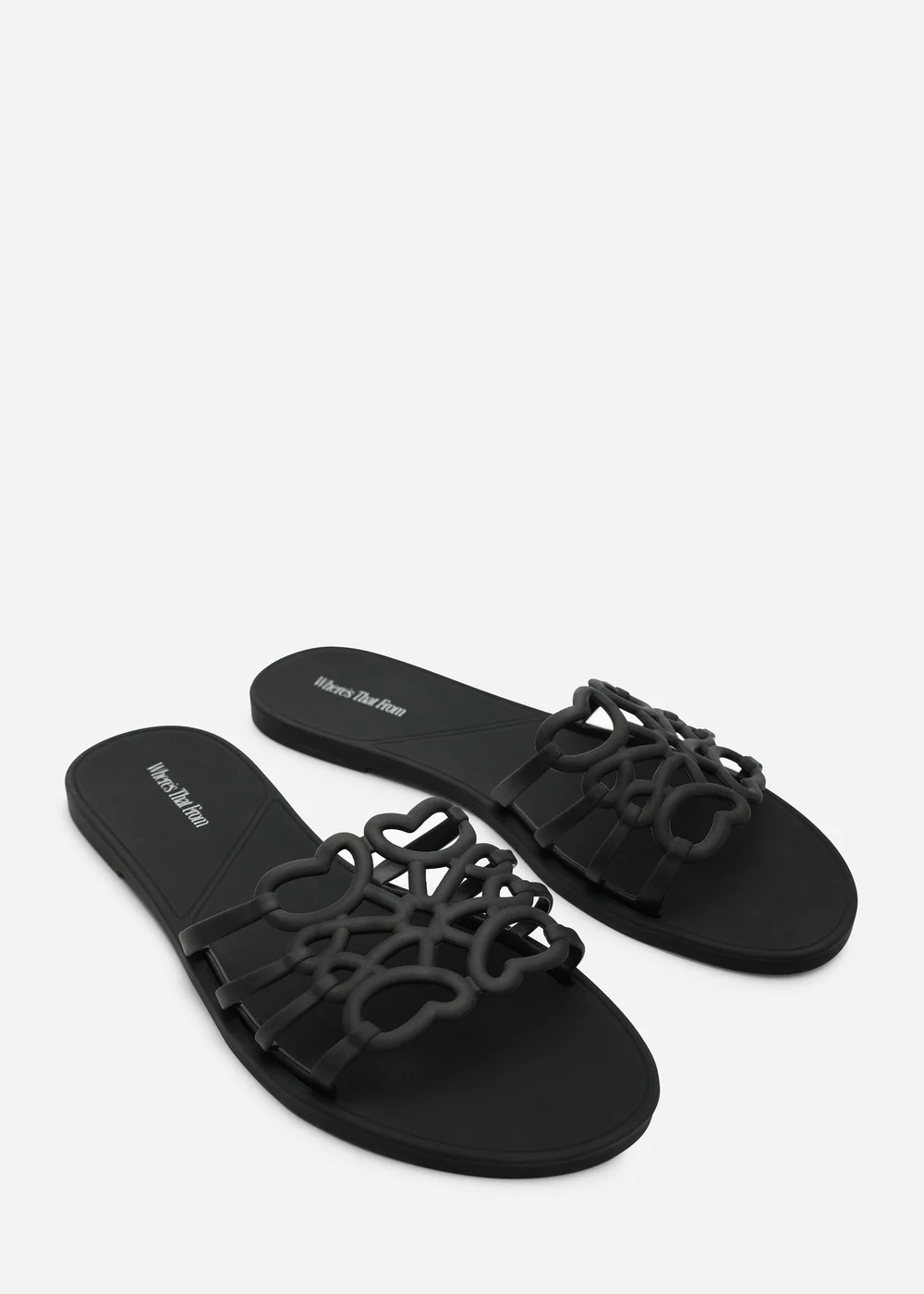 Where's That From Emiliana Black Matte Cut Out Jelly Flat Sandals - 6 Image 4