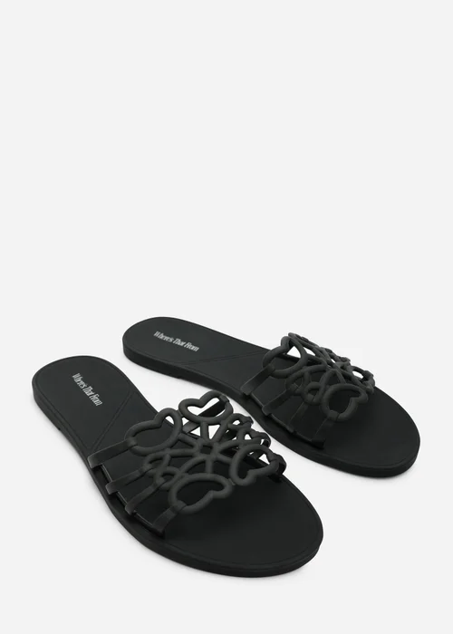 Where's That From Emiliana Black Matte Cut Out Jelly Flat Sandals - 6 Image 4