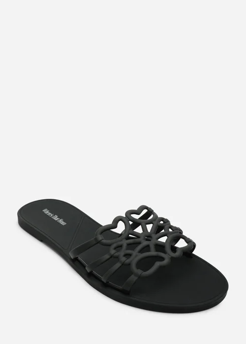 Where's That From Emiliana Black Matte Cut Out Jelly Flat Sandals - 6 Image 3
