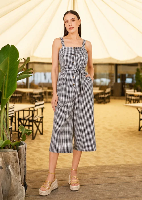 Yumi Black Gingham Button Through Jumpsuit - 14 Image 3