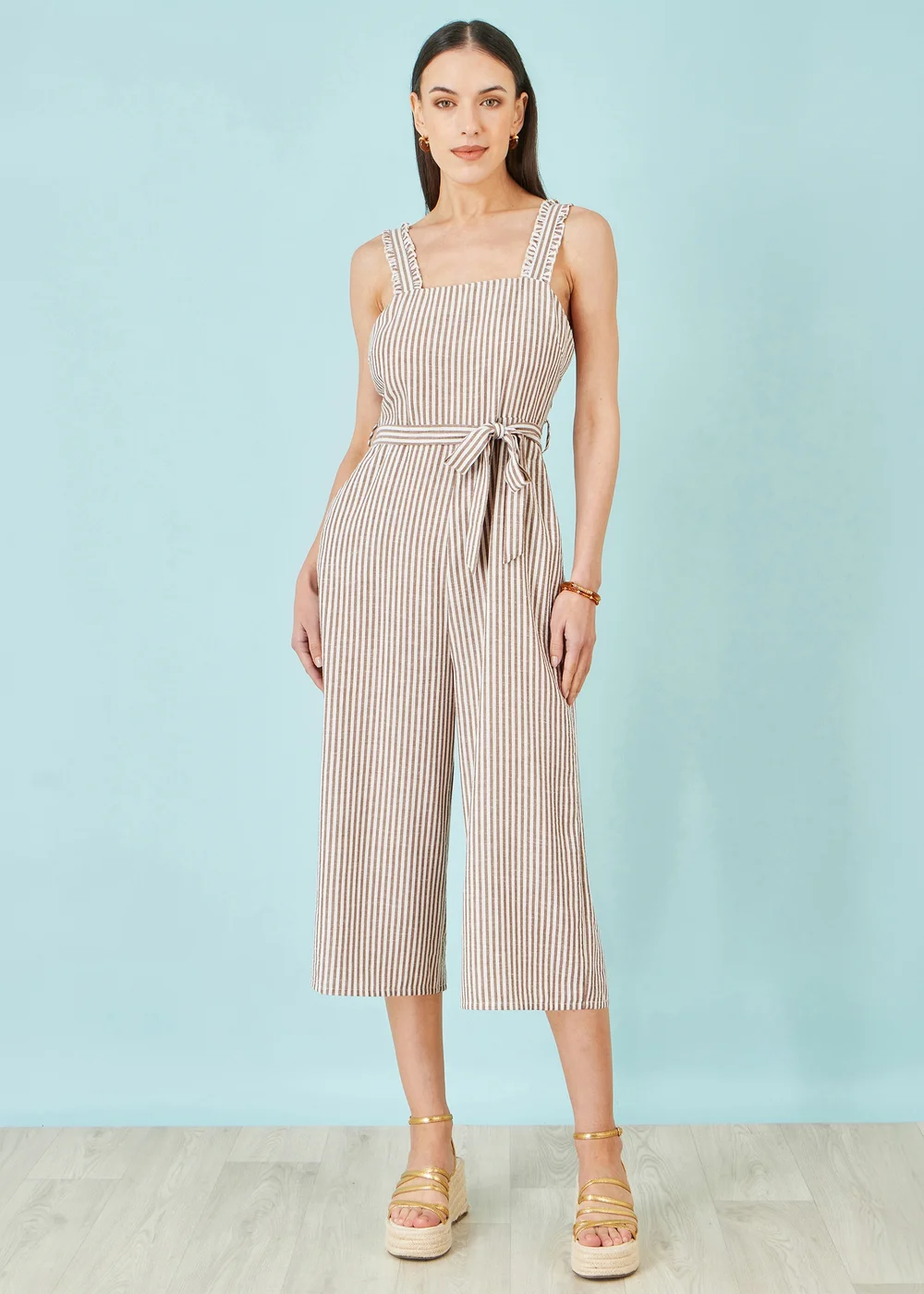 Yumi Brown Stripe Strappy Jumpsuit - 12 Image 2