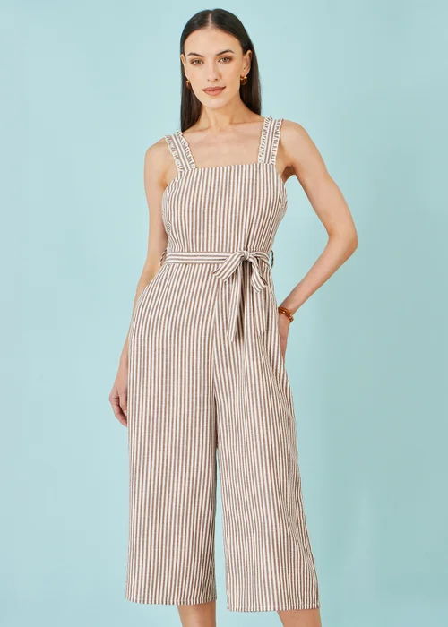 Yumi Brown Stripe Strappy Jumpsuit - 12 Image 1