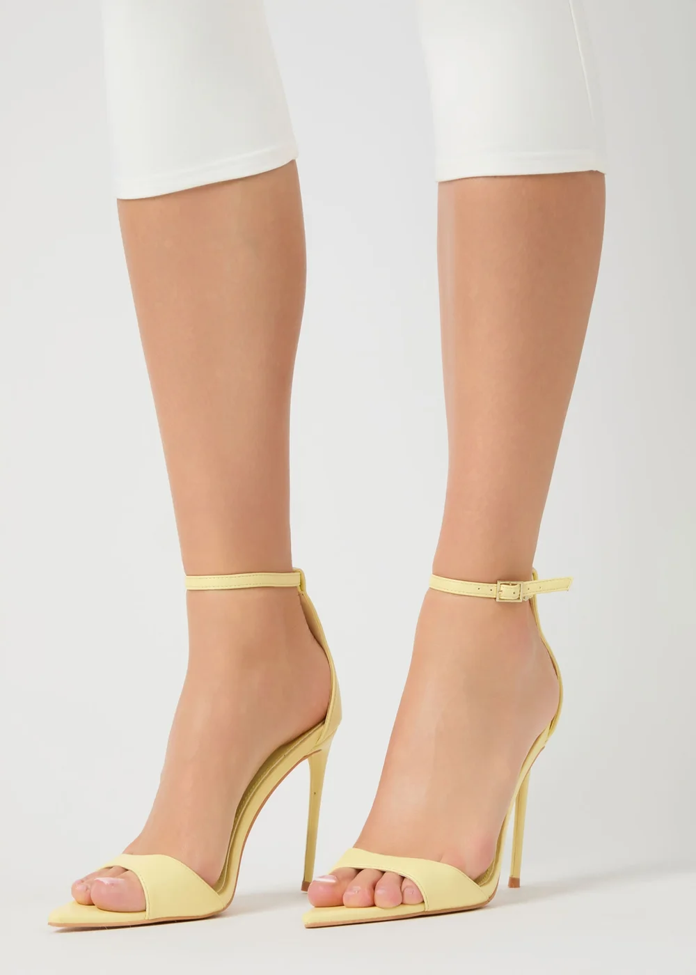 Public Desire Kelisa Lemon Pu Pointed Toe Barely There Stiletto High Heels - 9 Image 5