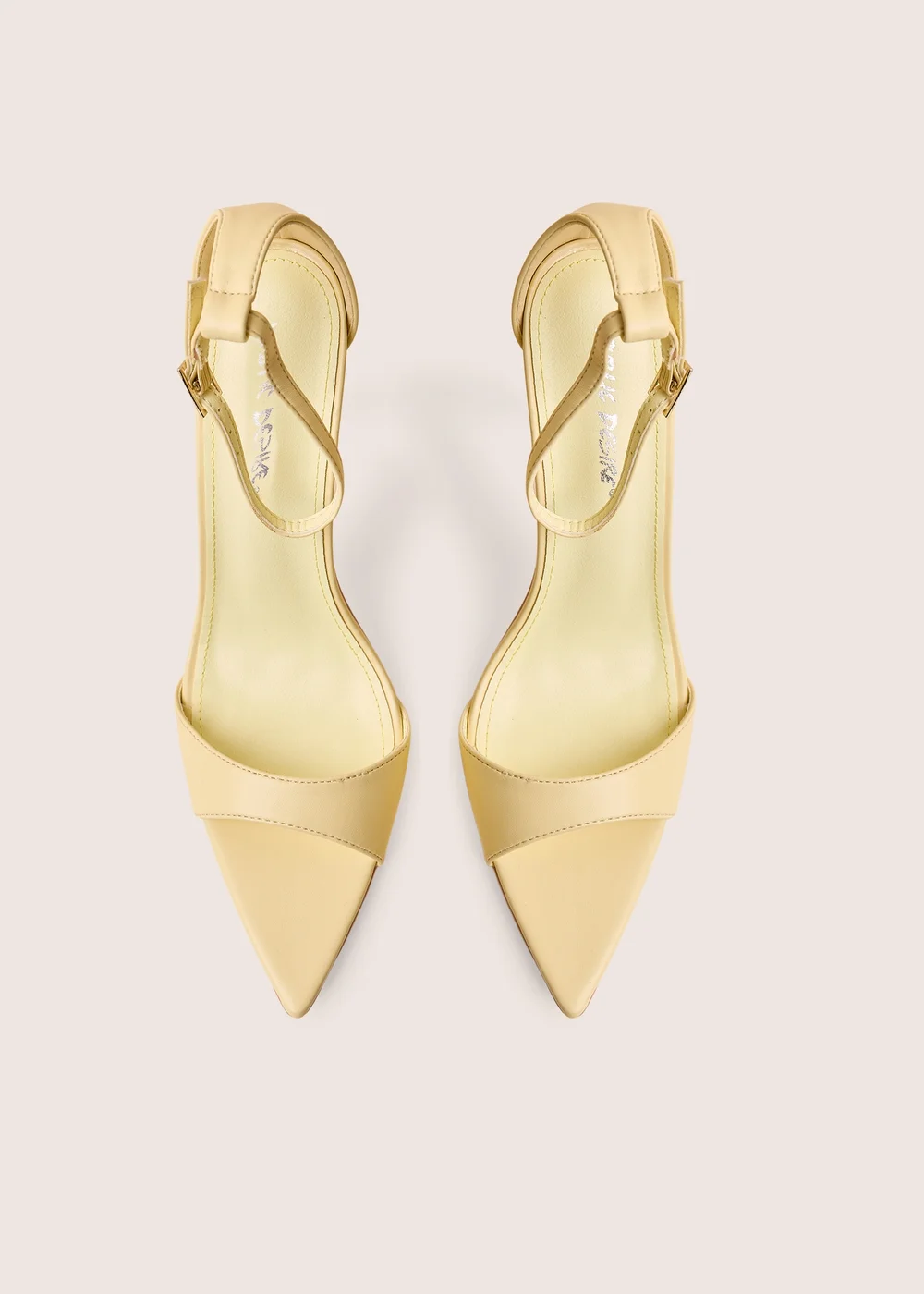 Public Desire Kelisa Lemon Pu Pointed Toe Barely There Stiletto High Heels - 9 Image 2