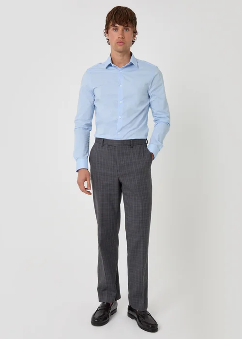Threadbare Grey Tailored Fit Check Suit Trousers - 38 Image 3
