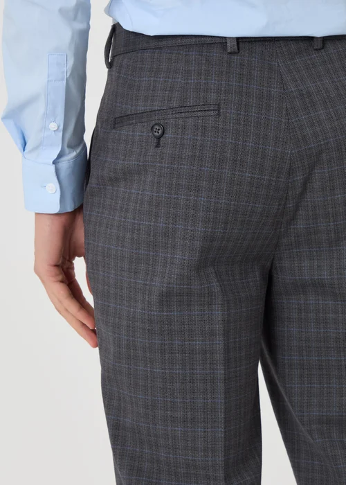 Threadbare Grey Tailored Fit Check Suit Trousers - 38 Image 5