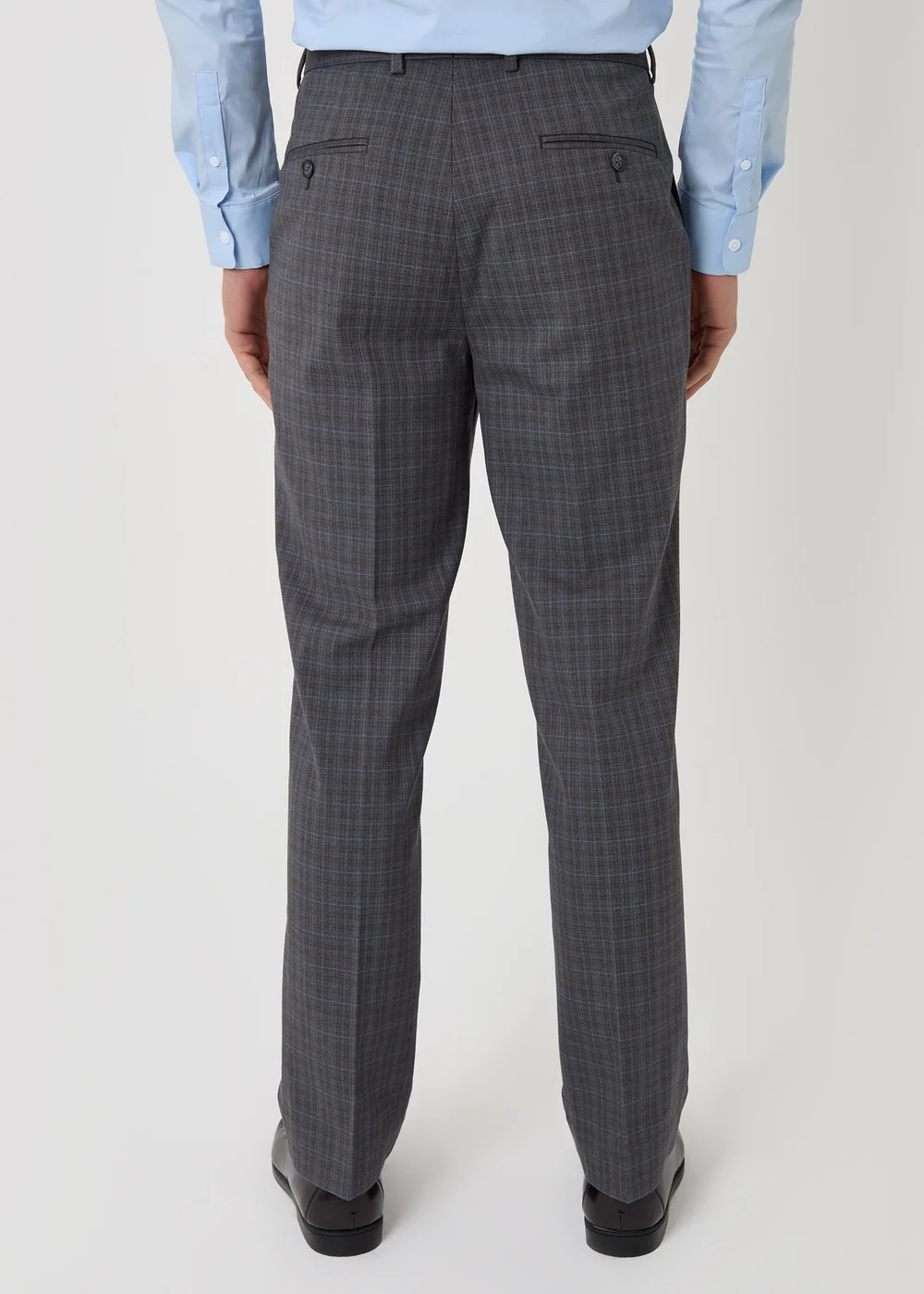 Threadbare Grey Tailored Fit Check Suit Trousers - 38 Image 2