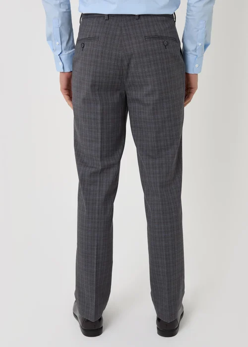 Threadbare Grey Tailored Fit Check Suit Trousers - 38 Image 2