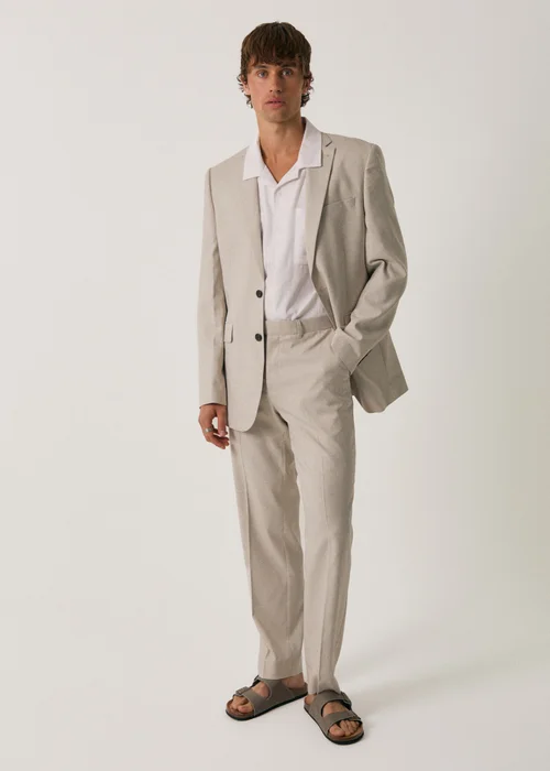 Threadbare Stone Tailored Fit Lightweight Suit Trousers - 34 Image 3