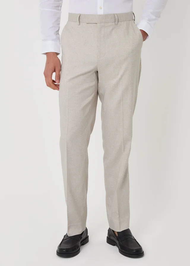 Threadbare Stone Tailored Fit Lightweight Suit Trousers