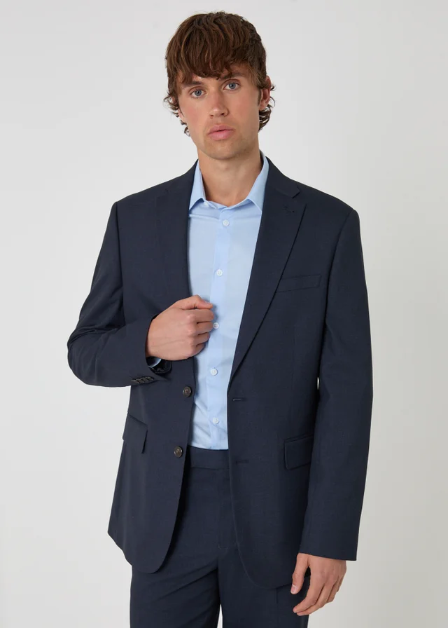 Threadbare Navy Regular Fit Single Breasted Blazer
