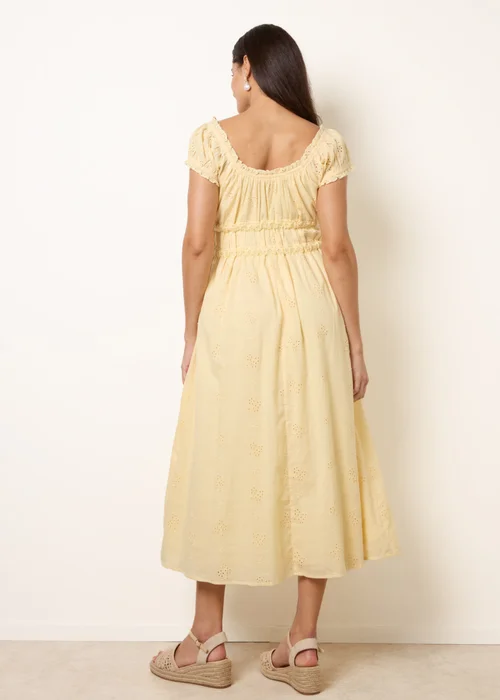 Blue Vanilla Yellow Broderie Front Tie Midi Dress - M Image 4
