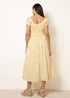 Blue Vanilla Yellow Broderie Front Tie Midi Dress - M Image 4
