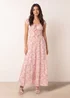Blue Vanilla Pink Double Front Tie Shirred Ditsy Floral Maxi Dress - M Image 1