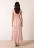 Blue Vanilla Pink Double Front Tie Shirred Ditsy Floral Maxi Dress - M Image 4