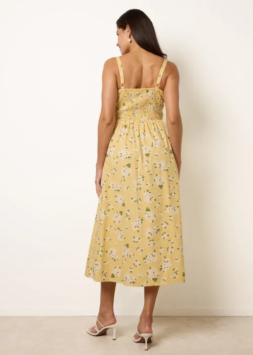 Blue Vanilla Yellow Midi Milkmaid Floral Dress - M Image 4