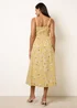 Blue Vanilla Yellow Midi Milkmaid Floral Dress - M Image 4