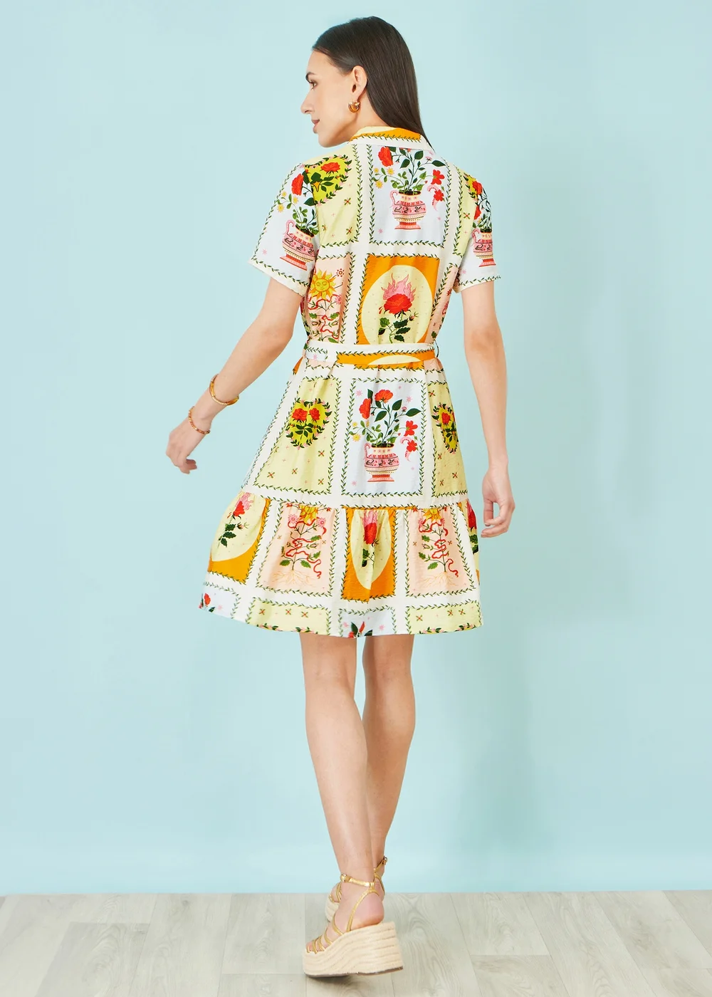 Yumi Multicolour Sun Patchwork Print Shirt Dress - 12 Image 3