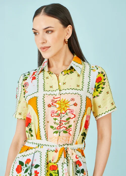Yumi Multicolour Sun Patchwork Print Shirt Dress - 12 Image 4