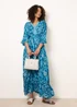 Blue Vanilla Blue Embellished Kimono Style V Front Dress - S Image 1