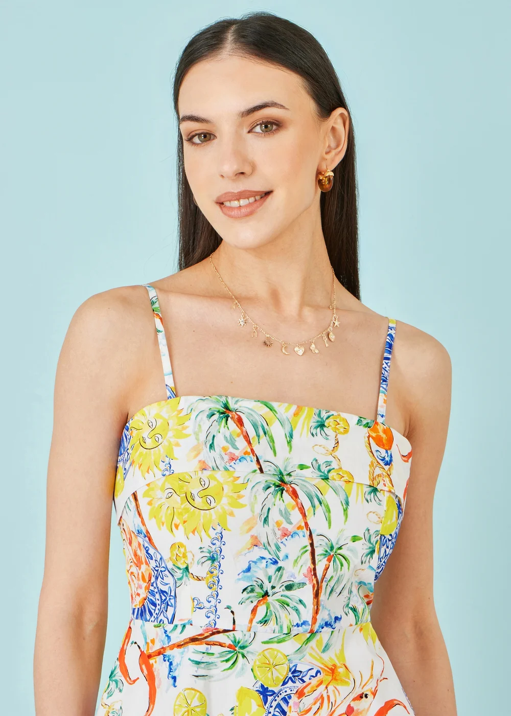 Yumi White Mediterranean Print Cotton Mini Sun Dress - 16 Image 4