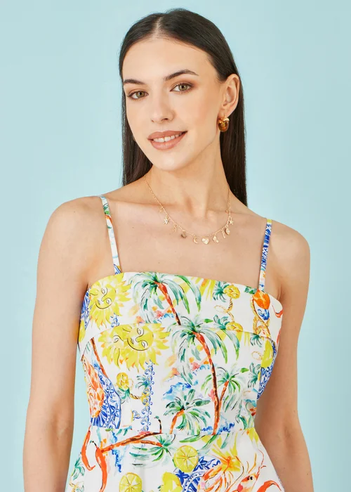 Yumi White Mediterranean Print Cotton Mini Sun Dress - 16 Image 4