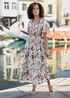 Yumi Ivory Botanical Print Viscose Midi Dress - 10 Image 1