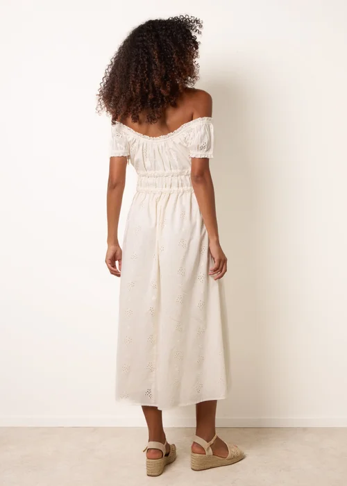 Blue Vanilla Ivory Broderie Front Tie Midi Dress - M Image 4