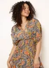 Blue Vanilla Multi Gathered Sleeve V-Neck Maxi Dress - M/L Image 2