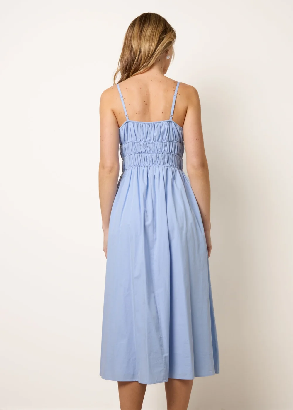 Blue Vanilla Blue Ruched Binding Strappy Midi Dress - L Image 4