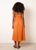 Blue Vanilla Orange Ruched Binding Strappy Midi Dress - M Image 4