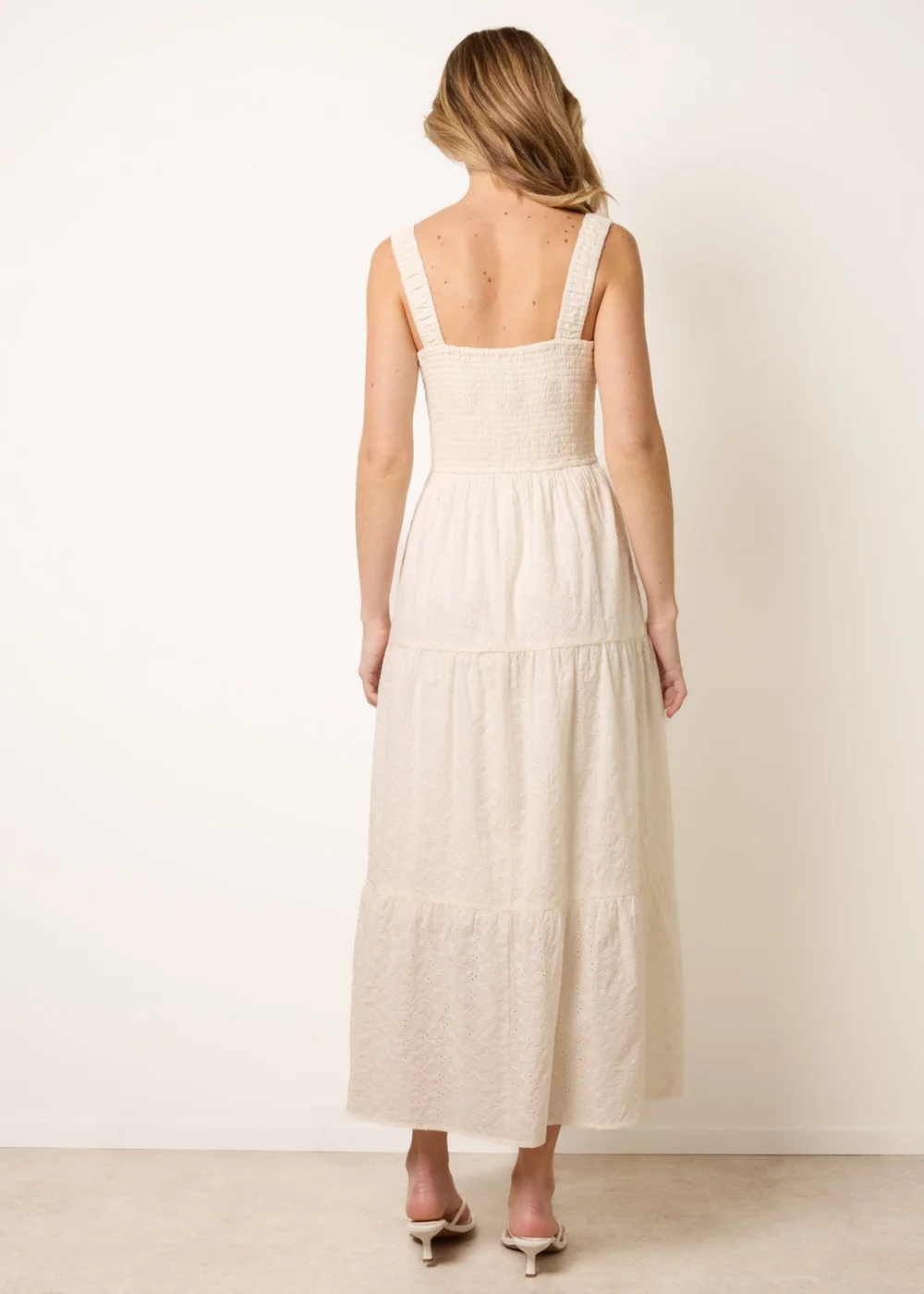 Blue Vanilla Ivory Broderie Button Down Maxi Dress - S Image 4
