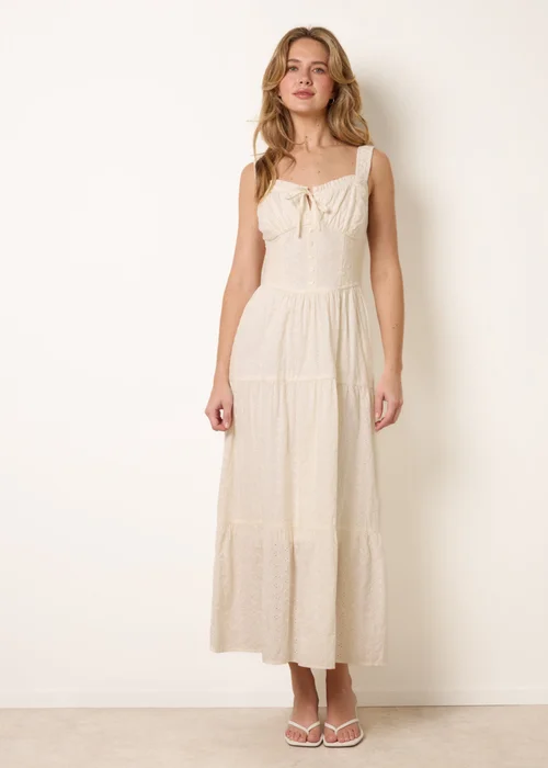Blue Vanilla Ivory Broderie Button Down Maxi Dress - S Image 1