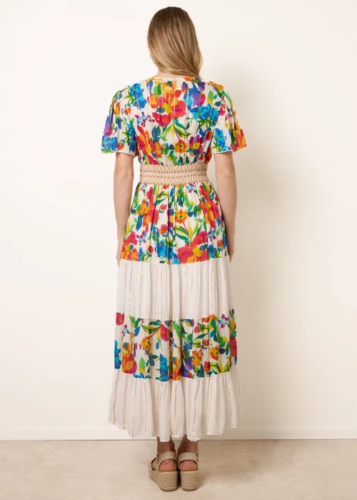 Blue Vanilla Multi Bright Print Tiered Dress - S Image 4