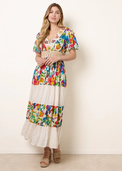 Blue Vanilla Multi Bright Print Tiered Dress - S Image 2