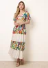 Blue Vanilla Multi Bright Print Tiered Dress - S Image 2