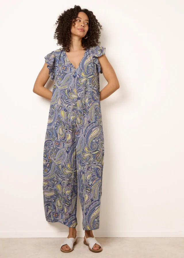 Blue Vanilla Blue Ruffle Detail Jumpsuit